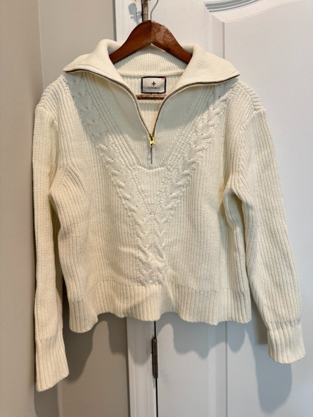 Tuckernuck Ivory Cropped Estella Quarter Zip - Size S